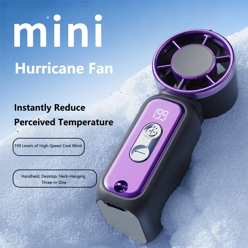 Lenovo Best Selling Summer Super Mini Rechargeable Handheld High Speed Fan Powerful Wind Ultra Quiet Digital Display Pocket Fan
