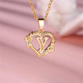 Cute Female A-Z Letter Pendant Necklace Yellow Gold Color Wedding Jewelry Gift For Women