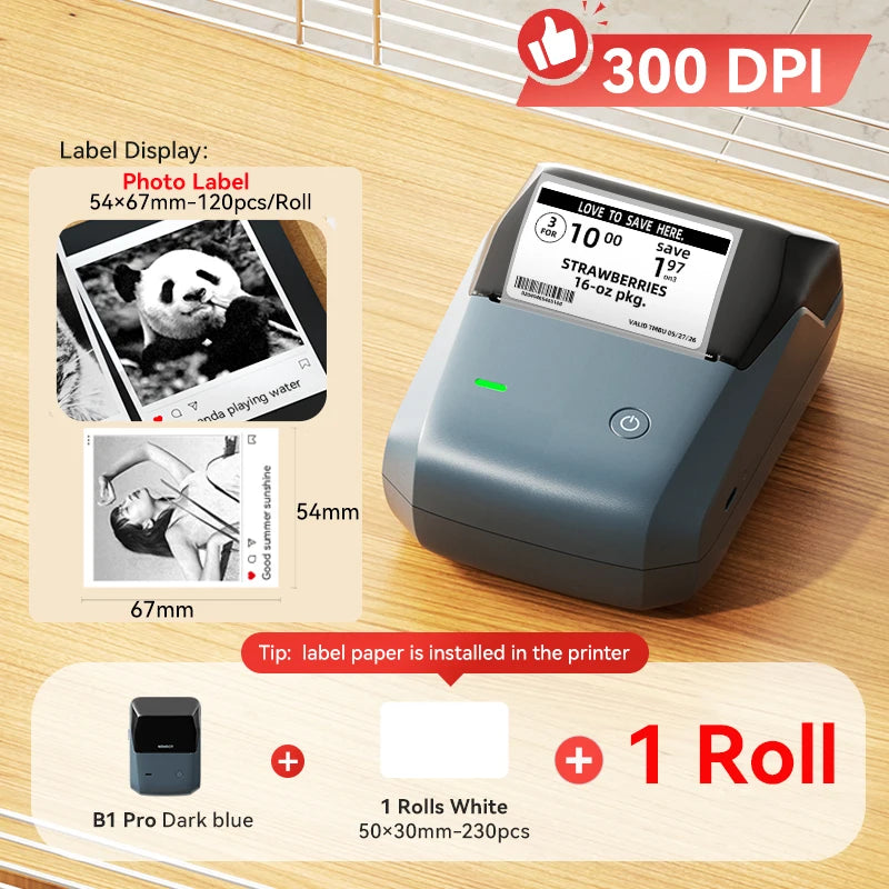 NIIMBOT B1 Portable Thermal Printer With Tapes 2 Inch Adhesive Label Printer Mini Bluetooth Sticker Maker Support Smartphones PC