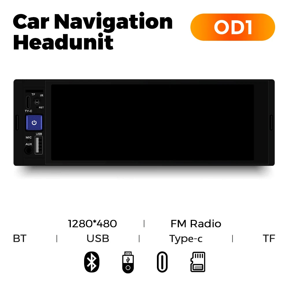 1Din Wireless CarPlay Android AUTO HD touch screen Universal 6.86'' Car Radio FM Stereo MP5 multimedia player BT TF port Camera