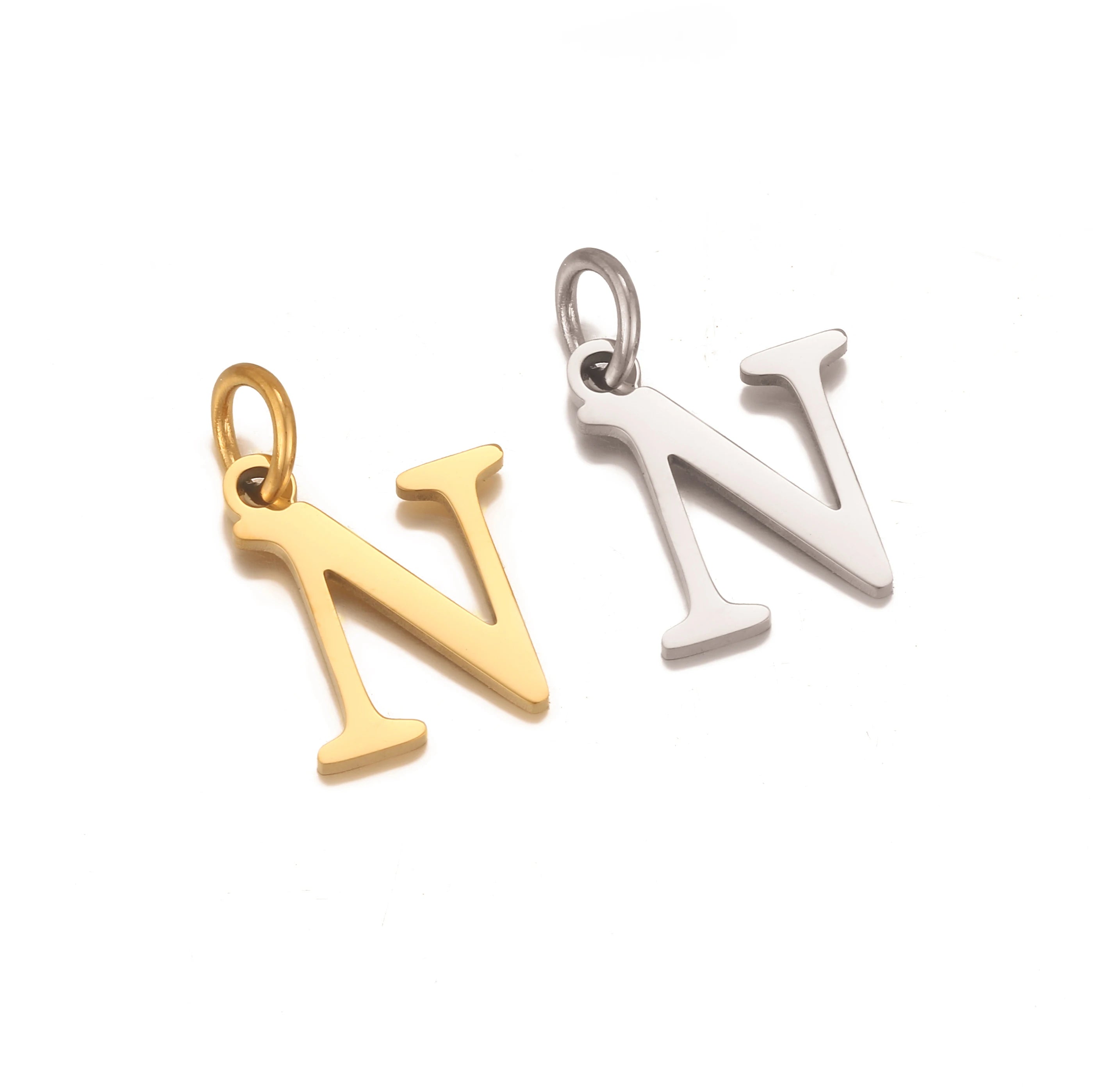5Pcs Stainless Steel Initial Alphabet Charms Fadeless English Letter Pendant DIY Necklace Bracelet Gift Jewelry Making Supplies