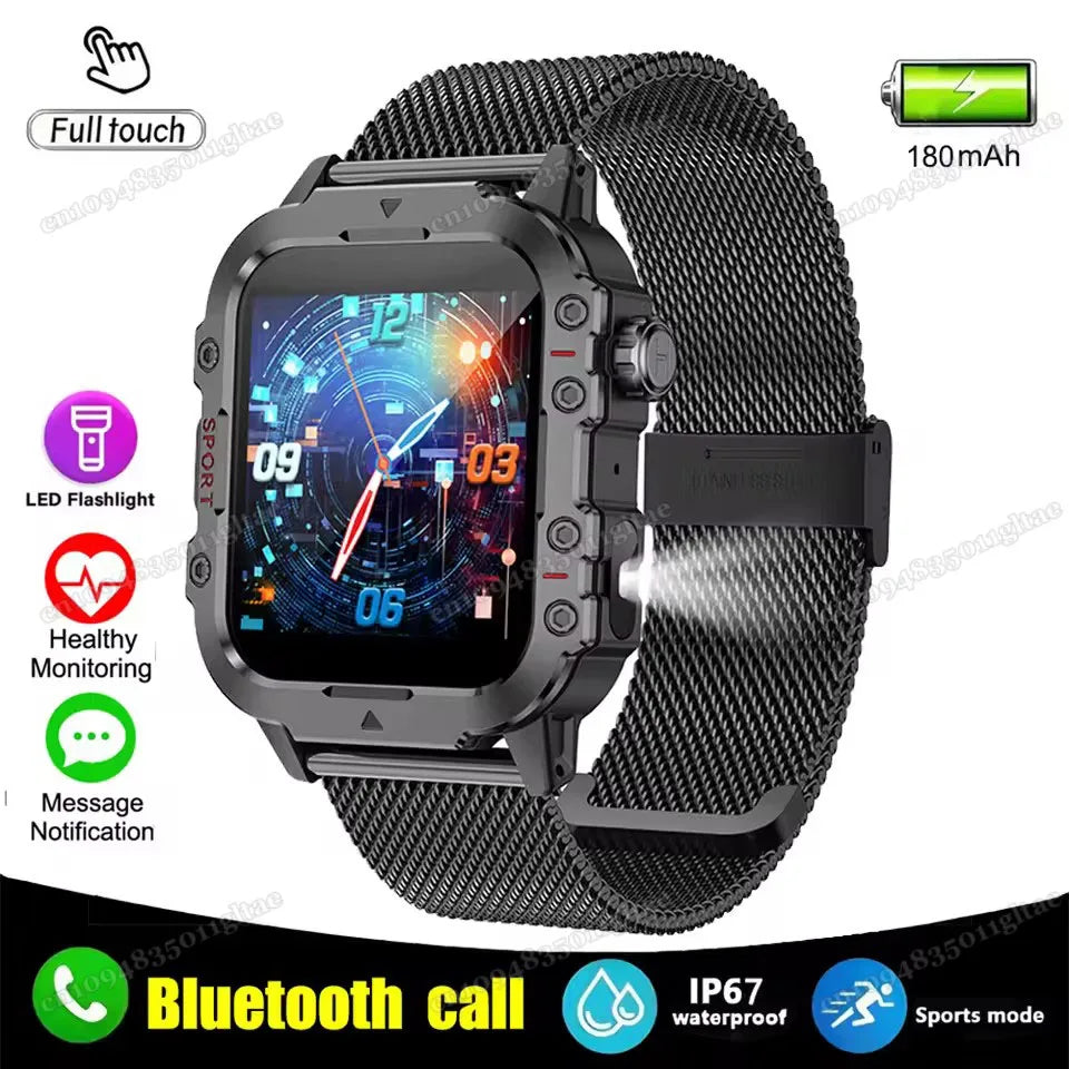 2026 New Military-grade Smart Watch Men GPS Flashlight 3ATM Waterproof Watch Bluetooth Call 100+Sport Outdoor Smartwatch Pk MA27