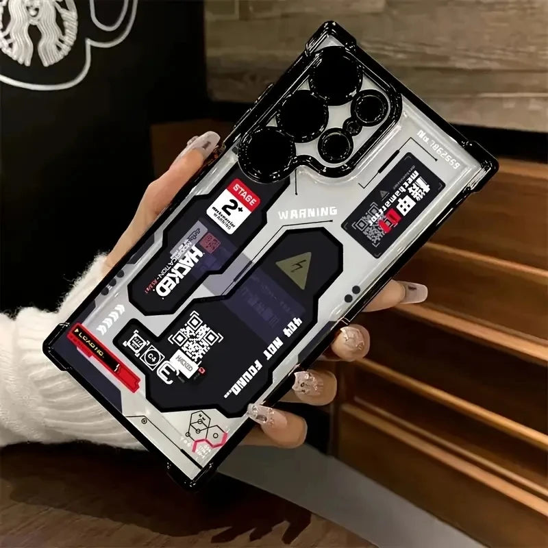 Phone Case for Samsung Galaxy A55 A53 Cases S26 S25 S24 S23 S22 S21 FE Plus Ultra A54 A35 A34 Mecha-Style Graffiti Airbag Cover