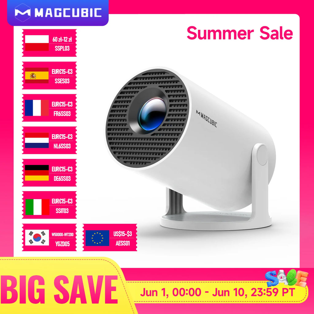 Magcubic Projector 8K Android 14 HY300 Pro Wifi6 290ANSI Allwinner H726 BT5.4 1080P 1280*720P Cinema Outdoor Portable Projetors