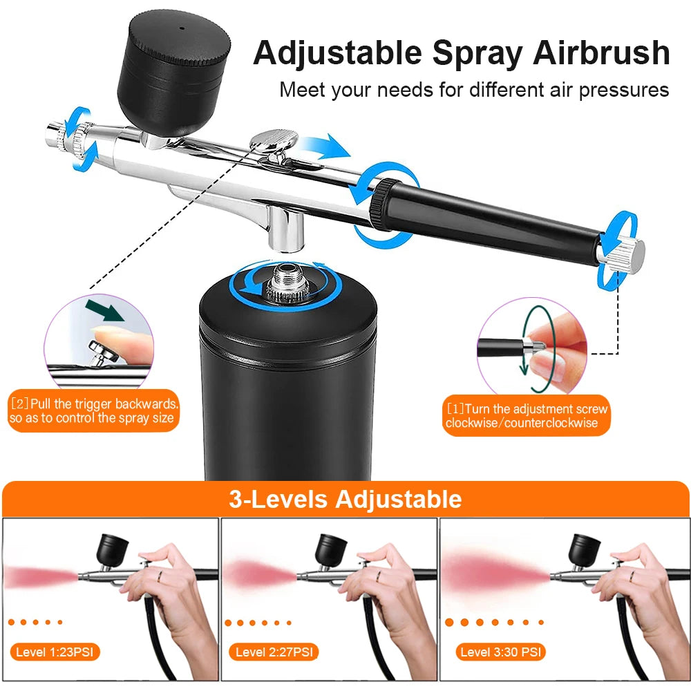 Airbrush with Compressor Portable Airbrush Paint Spray Mini Spray Gun Wireless Air Brush Painting Airbrush Kit with Compressor
