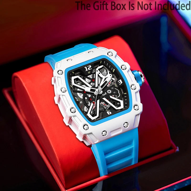 New Men's Sports Fashion Quartz Watch, Trendy Hip-Hop Style Large Dial, Exquisite Butterfly Face Design, Fashionable, Luminous Display, Barrel-Shaped Silicone Men's Watch, Suitable for Men, Ideal Gift for Friends - Suitable f