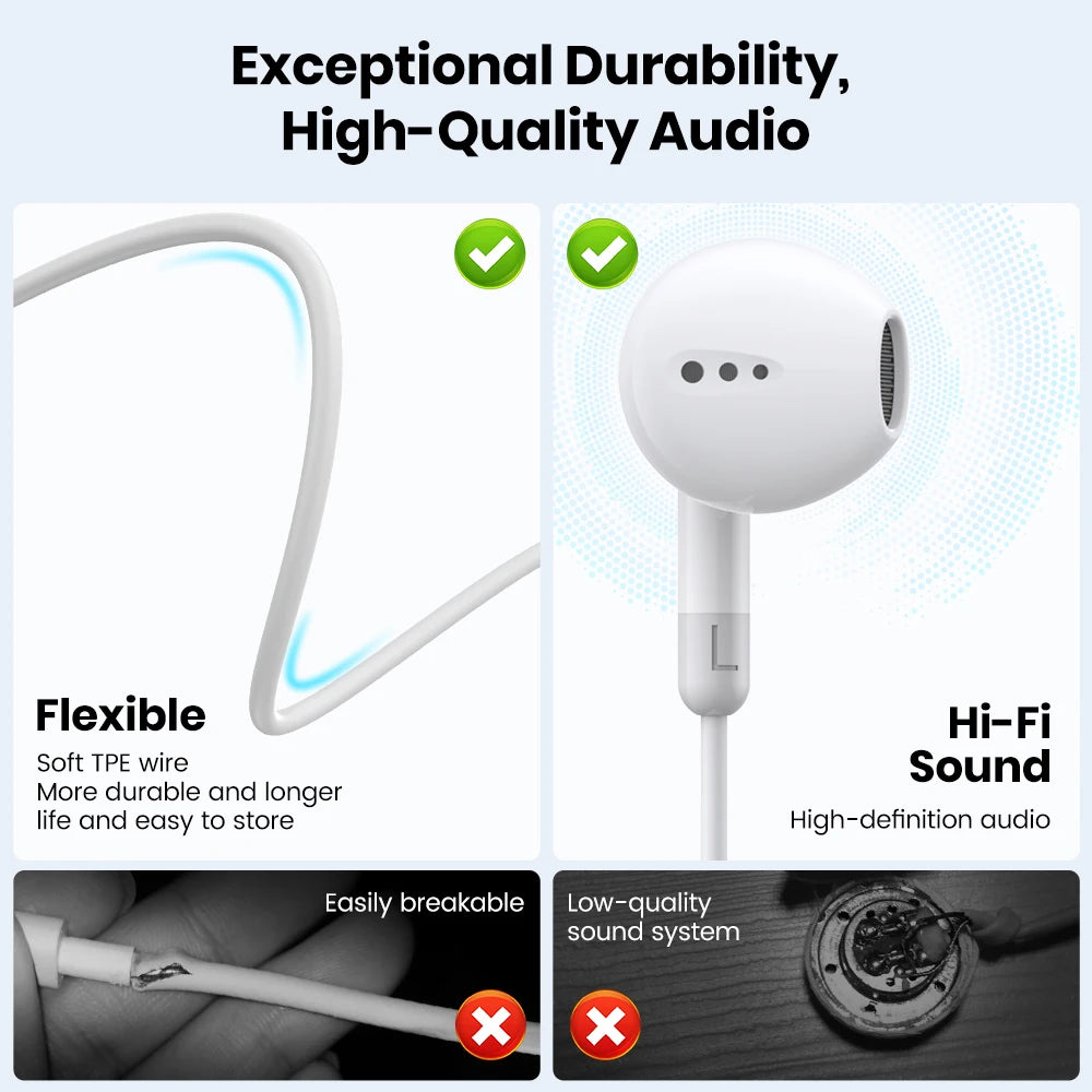Headphones For Xiaomi 14 13 12 11 in-ear Earphones Redmi Note 10 9 8 7 Type C 3.5mm Wired Headset Phone Accessories