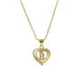 A-Z English Letter Initial Necklace Gold Color Plated Necklace Micro Setting Zircon Heart Necklace for Women