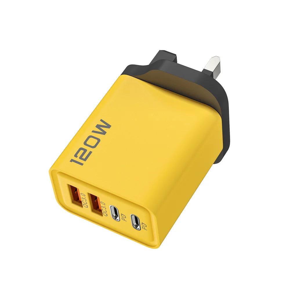 120W USB Fast Charger Quick Charge 3.0 Type C Mobile Phone Charger Adapter For iPhone Samsung Xiaomi EU/US/UK Plug Wall Charger