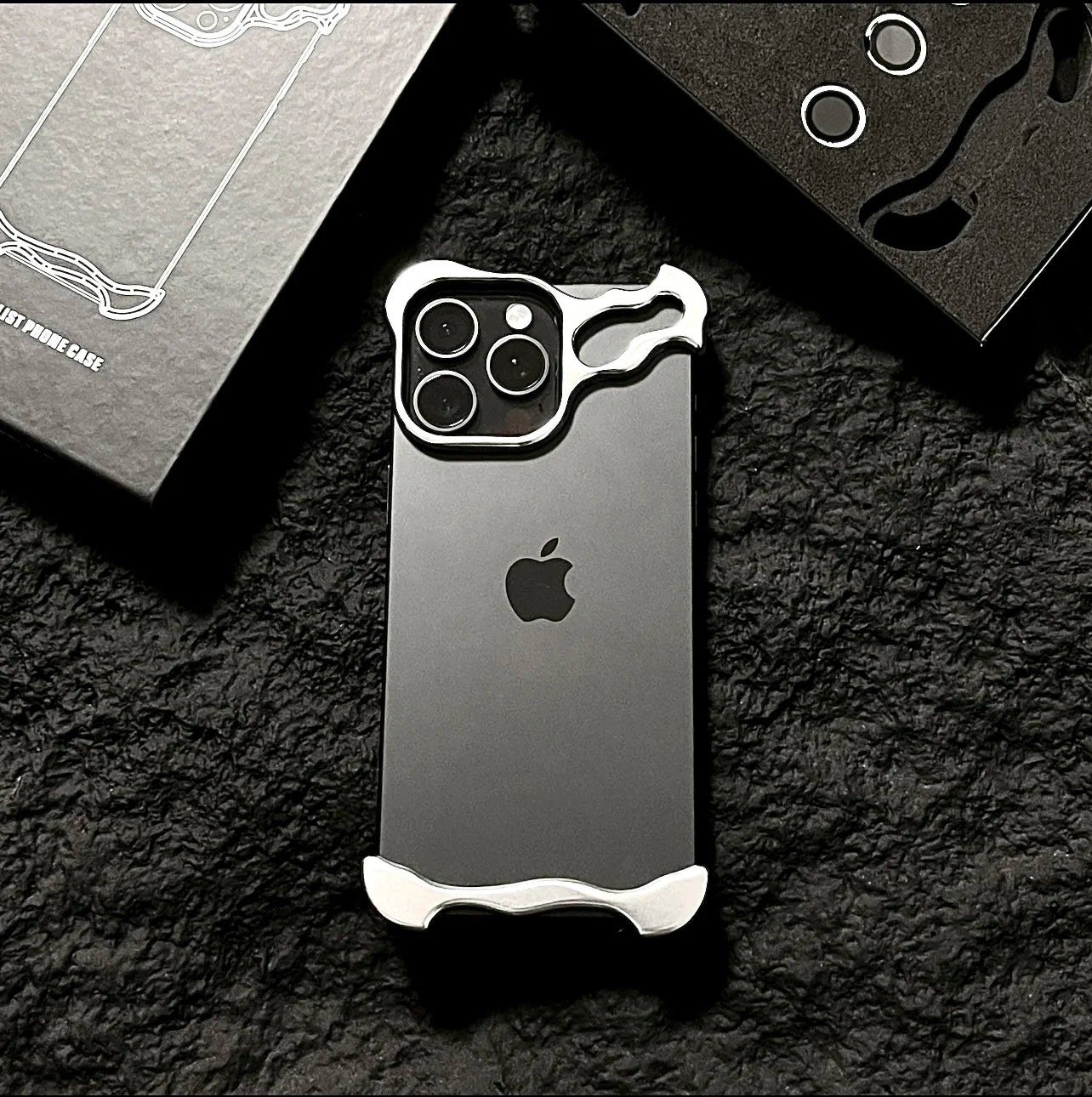 lrregular Metal Bumper Phone Case For IPhone Air 13 14 15 16 17 Pro Max Plus Lens Film Protection Bare Aluminum Shockproof Cover