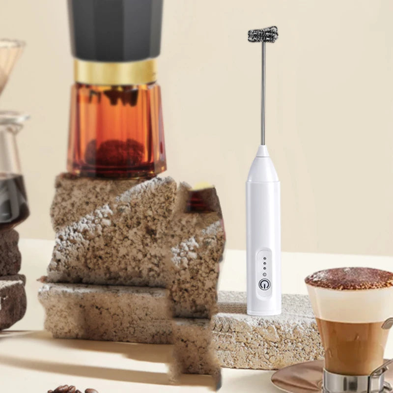 UPGRADED Electric Coffee Frother/MILK Whisk+Egg Beater MINI Food Blender USB Rechargeable Handheld Three Speeds Espresso Tools