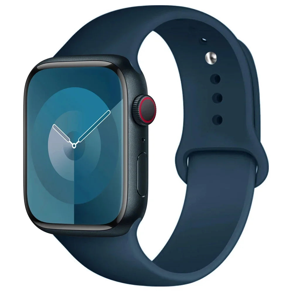 Silicone Band For Apple Watch strap 44mm 45mm 40mm 41mm 42-46mm 49mm sport bracelet iwatch series 11-10-9-8 7 6 5 4 SE-Ultra 2/3
