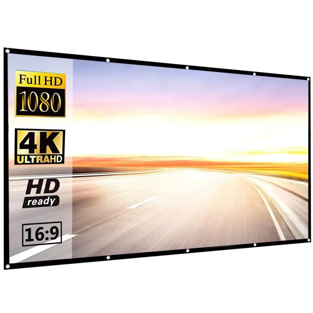 60 72 84 100 120 150 inch Simple Foldable Projection Screen 100inch Curtain 16:9 Outdoor Full HD 2K 4K Projector Screen Curtain