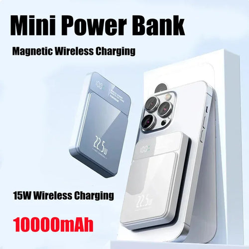 10000mAh Magnetic Power Bank 20W Wireless Powerbank Slim Portable Battery Charger for MagSafe iPhone 17 16 15 Samsung 24 23