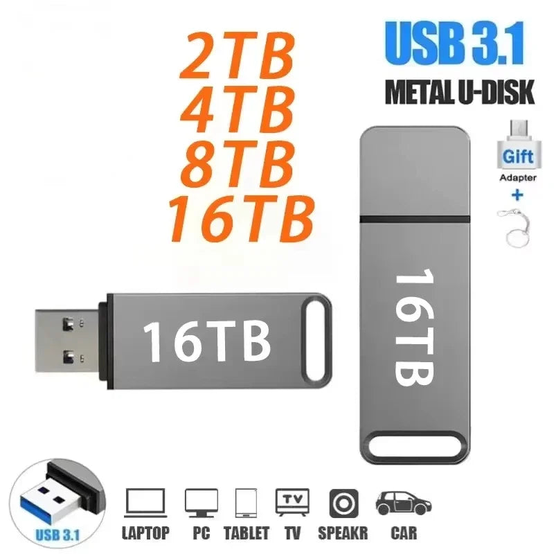2026 Flash Drive Metal High-Speed Wireless Bluetooth Transmitter USB 16TB 2TB Car Stereo Music Audio Receiver Bluetooth Adapter
