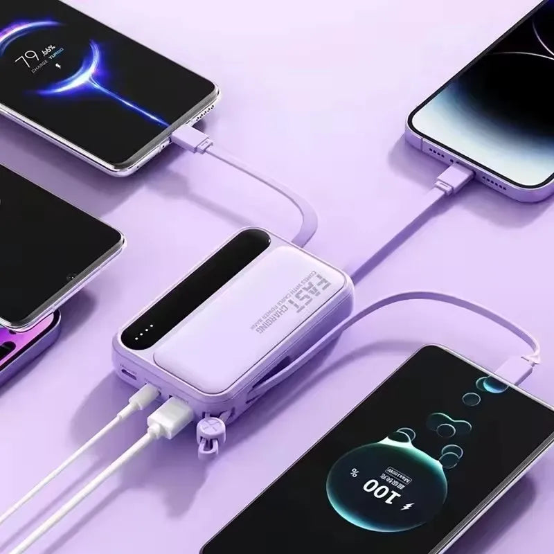 50000mAh 120W Portable Power Bank Large Capacity 4 in1 Cable Intelligent Digital Display Light Fast Charging Mobile Power Supply