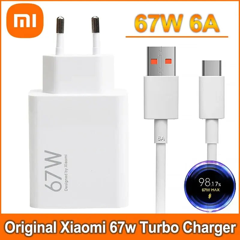 Original Xiaomi 67W Charger Turbo Charge EUUS Adapter 1M 6A Usb Type C Cable For Poco X5 X4 F5 Pro Mi 13 12 11 Lite Mix Fold 3 2