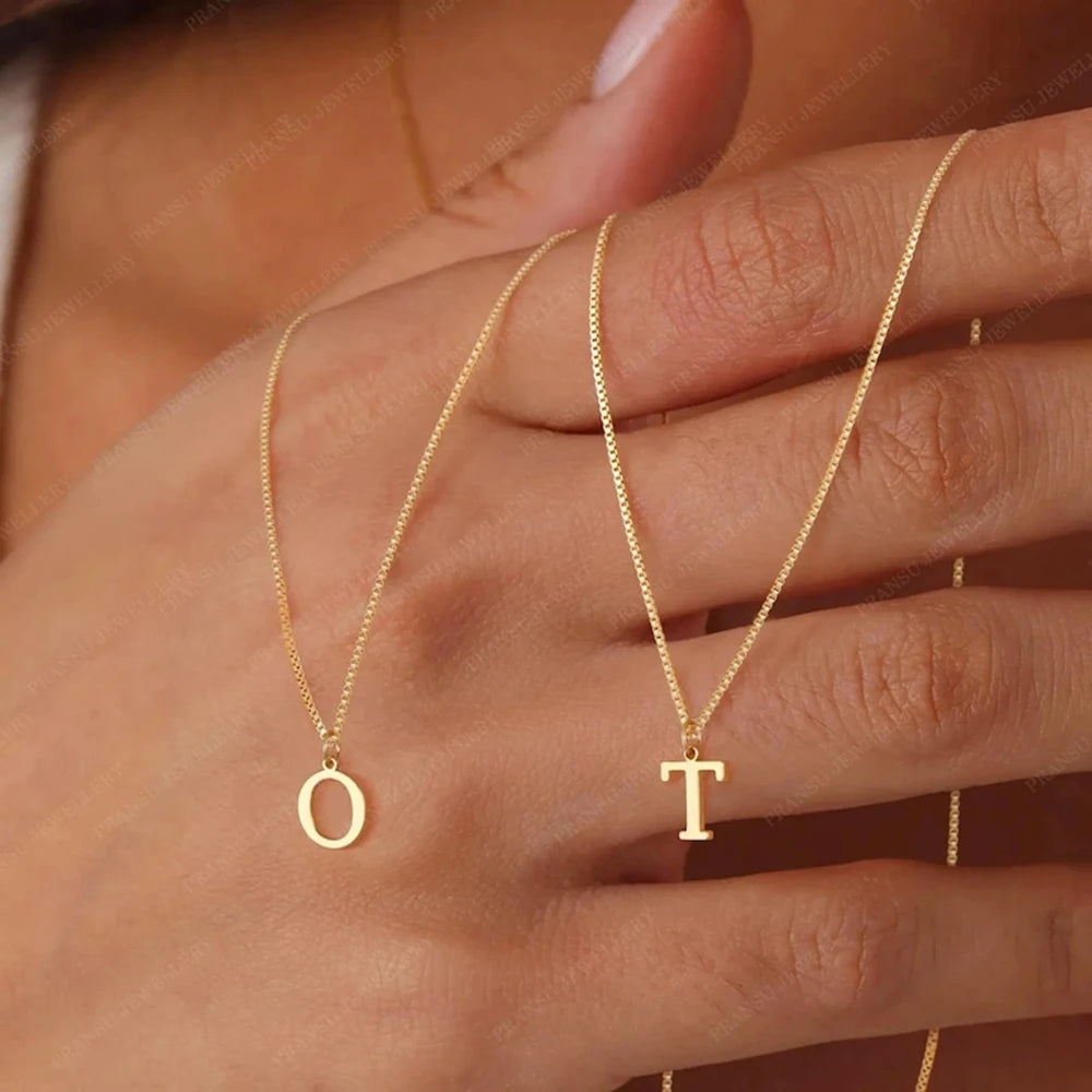 Cazador A-Z Initial Letter Women Necklace Stainless Steel Thin Box Chain Alphabet Pendant Jewelry Birthday Gift 2026 Trend New