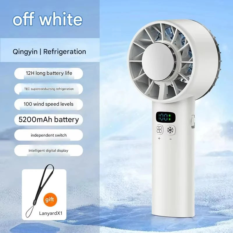 Lenovo Ice-Cooling High-Speed Cooling Handheld Fan USB Rechargeable 5200mAh Portable Mini Fan for Travel Camping Outdoor 2026