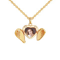 Personalized Locket Necklace Custom Photo Text Heart Necklace Engraved Name Stainless Steel Heart Shape Pendant Necklace Jewelry