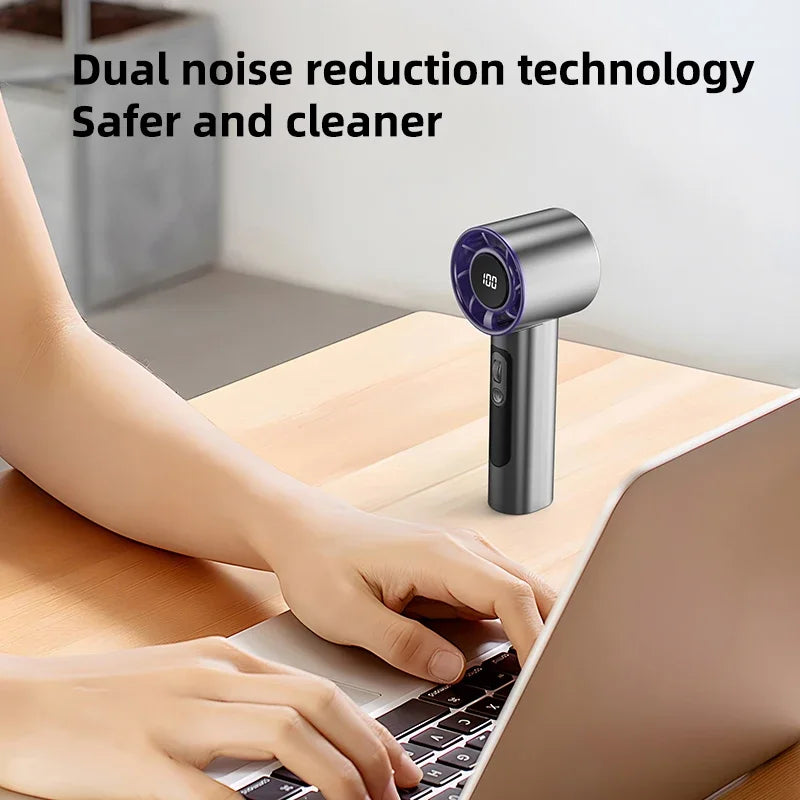 Lenovo Handheld Fan 100 Speeds Adjustable USB Rechargeable Mini Turbo High Speed Cooling Fan for Outdoor Travel Office Home New