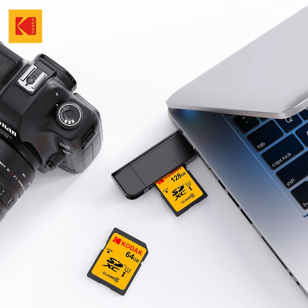 KODAK SD Card 32GB 64GB 128GB Class 10 U1 V30 High Speed Memory Card SDXC for DSLR Camera 4K Video