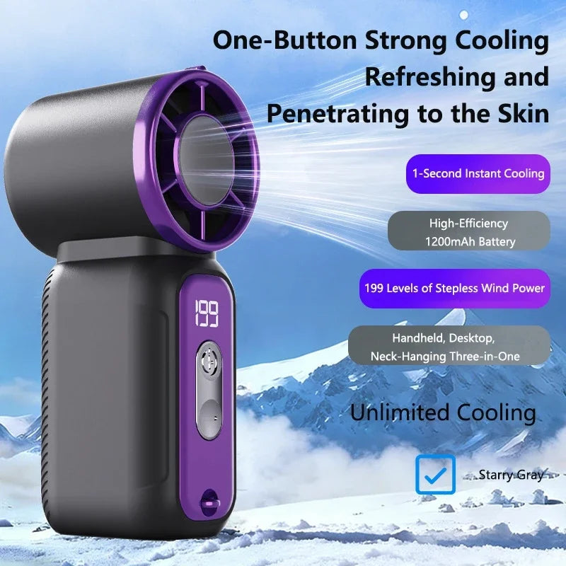 Lenovo Ultra-Quiet Fan Powerful Wind Summer Super Mini USB Rechargeable Quiet Digital DisplayHigh Speed Pocket Fan New