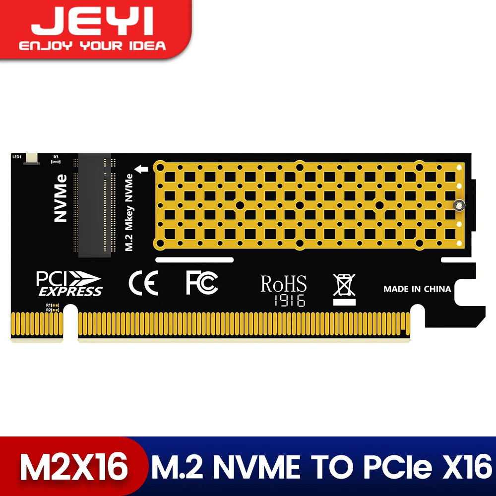JEYI M.2 NVME to PCIe 4.0 X16 Adapter, M.2 NVMe SSD to PCI-e 4.0 Expansion Card, Supports 2280/60/42/30 Solid State Drives
