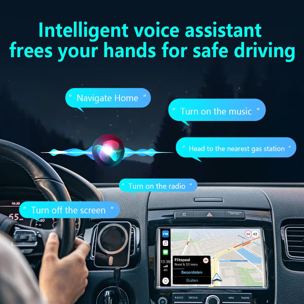2026 Upgrade 4-in-1 Wired to Wireless CarPlay Android Auto Adapter with Screen Mirroring ios CarPlay/Android Auto/Mirroring