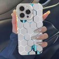 Luxury Honeycomb Cube Cyberpunk For iPhone Case 16 15 14 13 12 11 Pro XR XS Max 7 8 Plus Phone Shockproof Soft Y2K INS Cover