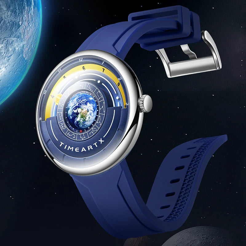 TIMEARTX 2026 New Men's Sports Watch Unique Earth Pointer Design Silicone Strap Waterproof High Quality Watch