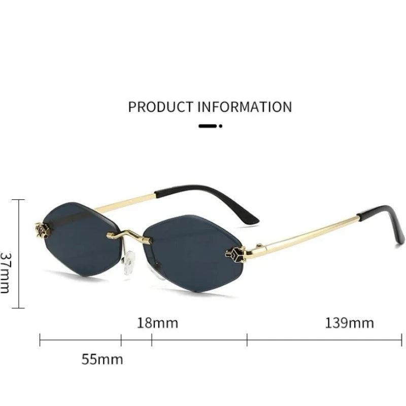New Rimless Cut Edge Sunglasses Woman Diamond Personalized Sunglasses UV Protection Small Frame Vintage Metal Shades Eyewear