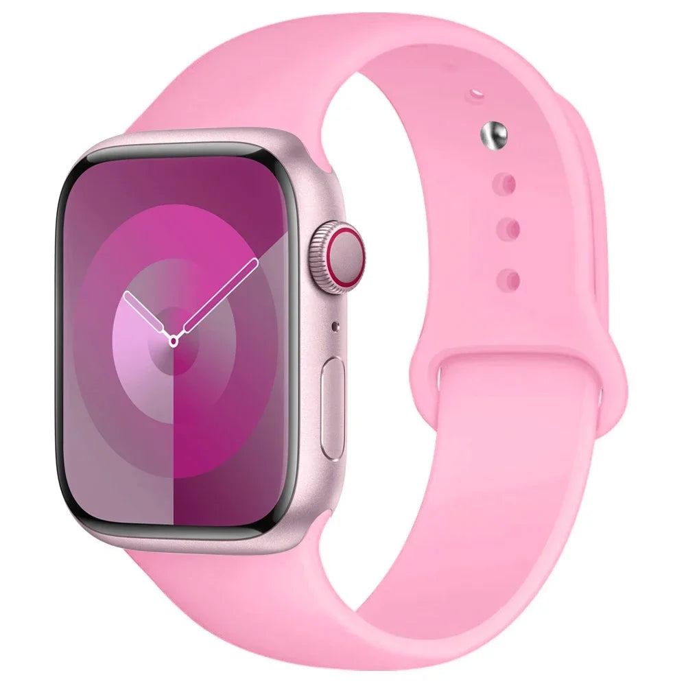 Silicone Band For Apple Watch strap 44mm 45mm 40mm 41mm 42-46mm 49mm sport bracelet iwatch series 11-10-9-8 7 6 5 4 SE-Ultra 2/3