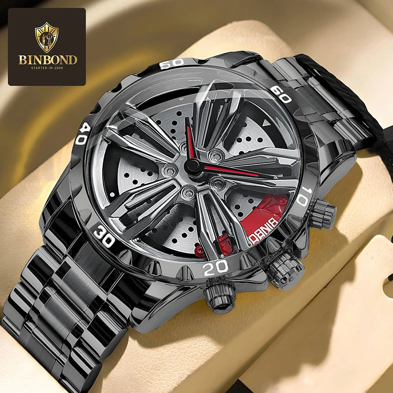 UTHAI Automotive Wheel Hub Hollow Mechanical Watch Luxury Fashion Wheel Hub Waterproof Stainless Steel Men's Watch V002