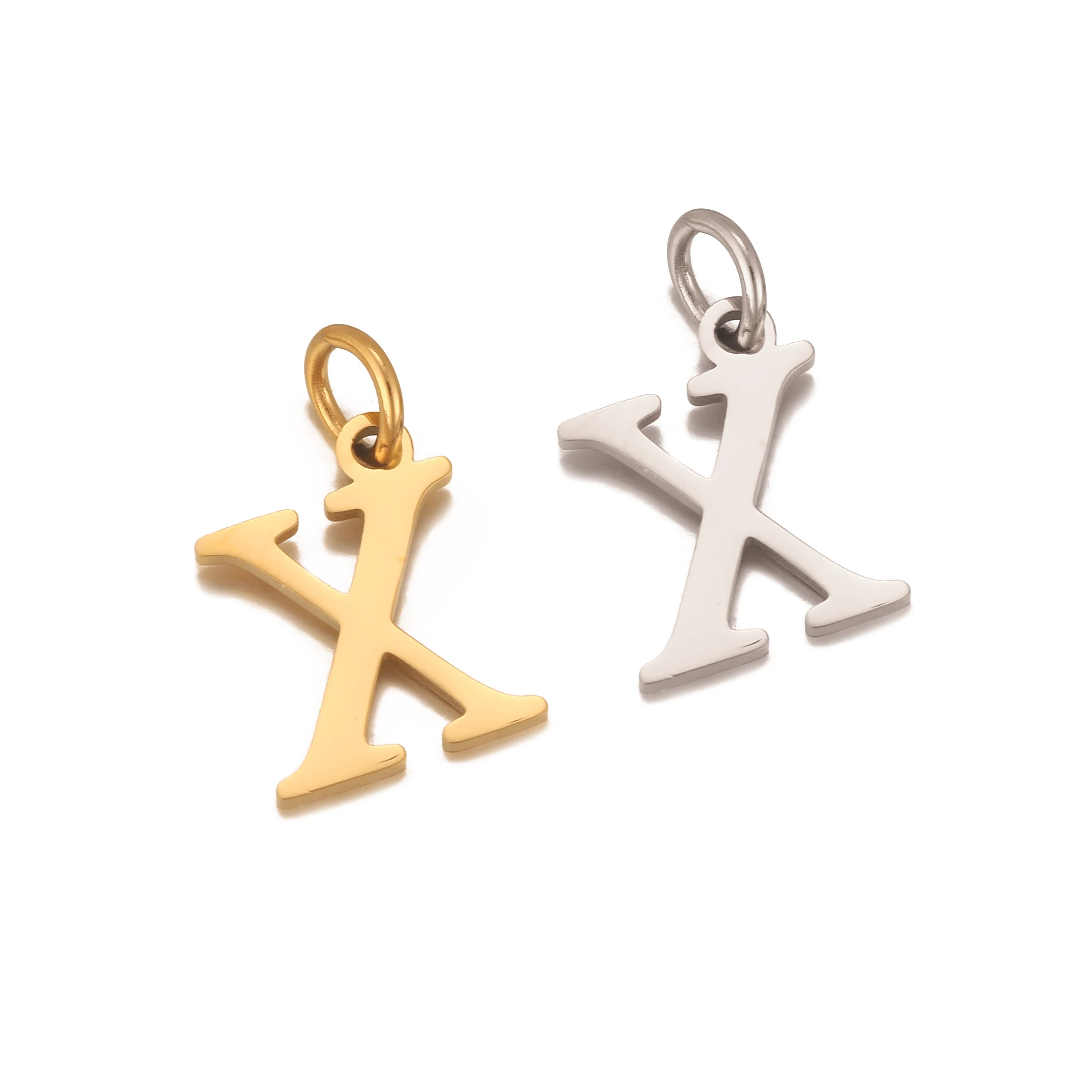5Pcs Stainless Steel Initial Alphabet Charms Fadeless English Letter Pendant DIY Necklace Bracelet Gift Jewelry Making Supplies
