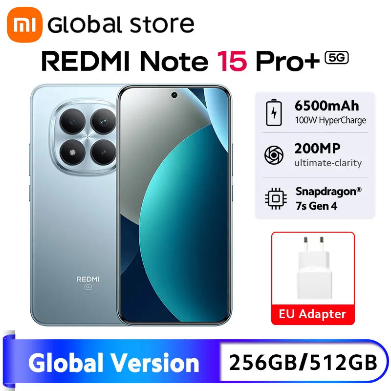 Xiaomi Redmi Note 15 Pro Plus 5G Smartphone Global Version 6500mAh 100W 8GB / 12GB RAM NFC Snapdragon 7s Gen 4 CPU 6.83" AMOLED