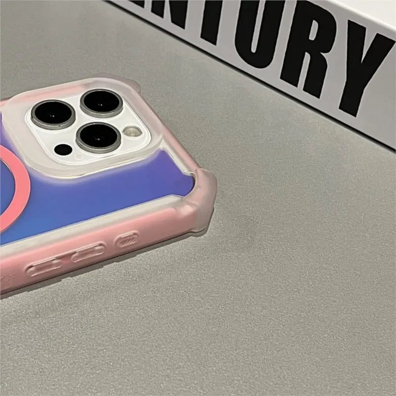 Heavy-Duty Hard PC Reflective Case For iPhone 17 16 15 14 13 Pro Max Plus Magnectic Wireless Charging Protective Defender Cover