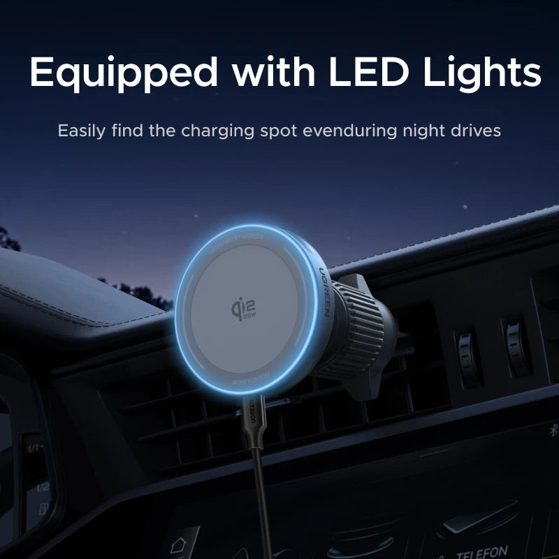 UGREEN Qi2 25W 15W Magnetic Car Phone Holder Wireless Charger Stand For iPhone 17 16 15 Pro Max Charging for Magsafe Car Charger