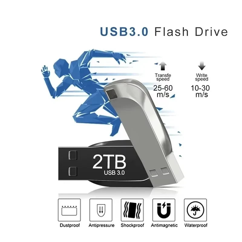 Flash Drive 2TB USB 3.0 Mini High Speed Metal Pendrive 1TB 512GB Stick Portable Drive Waterproof Memoria Storage U Disk 2026