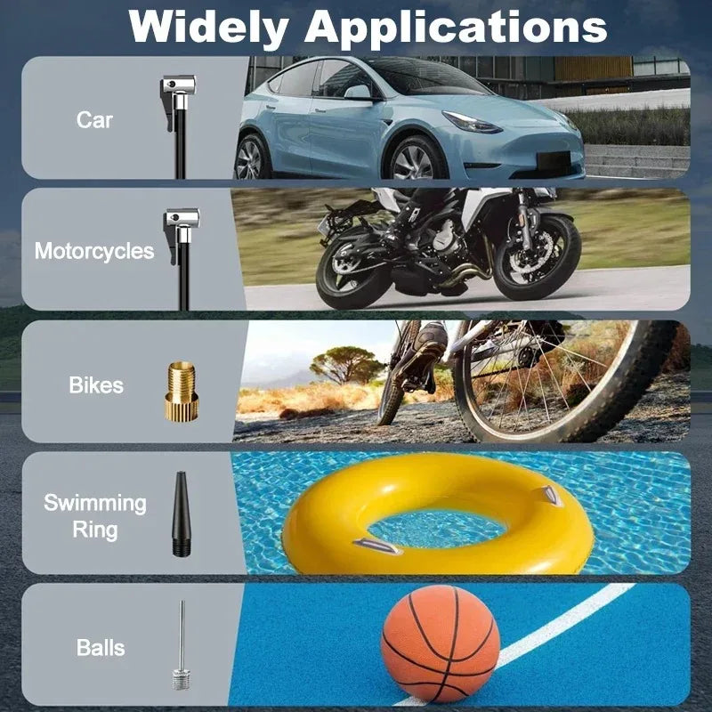 Car Wireless Air Pump Air Compressor Tire Ball Inflator Led Light Tire Inflator 150Psi Electric for Car Motorcycles Bicycles