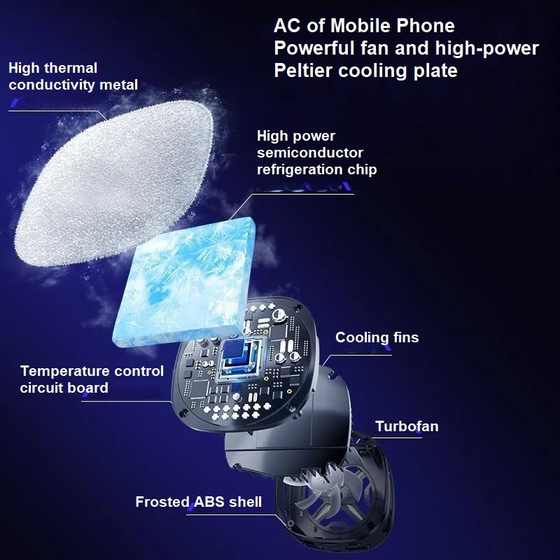 15w Strong Cooling FS05 Semiconductor Mobile Phone Radiator Cooler Fan 10w Digital Display Magnetic Back Clamp
