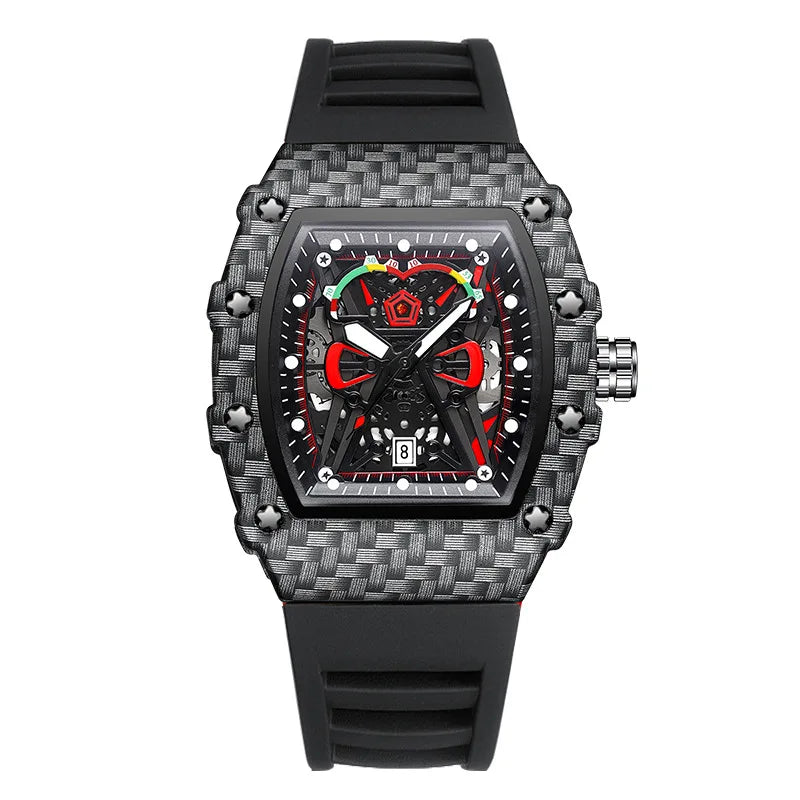 UTHAI CQ232 New Concept New Watch Men's Trendy Waterproof Glow Men's Watch Personalized Watch Silicone Wine Barrel Quartz Watch