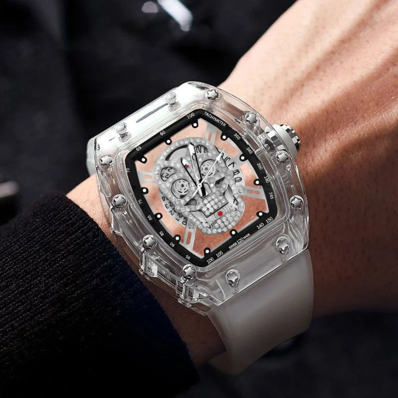 Luxury Quartz Men’s Wristwatch Male Watch for Man Watches Mechanical 2025 Trend Automatic Transparent Ghost Head Waterproof
