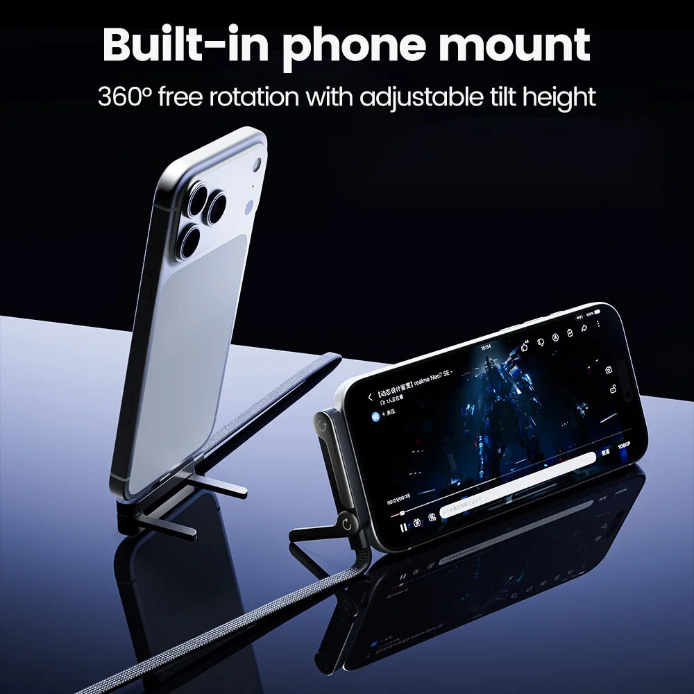 65W 2 in 1 USB A To USB C Fast Charging Foldable Phone Holder Data Cable USB Type C Builtin Desk Bracket Wire For Huawei Oneplus