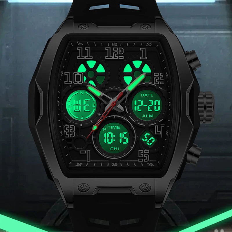 Men Dual Display Watches For Male Clock 2025 Top Brand Luxury Military Silicone Band Men Wrist Watches Sports Digital Wristwatch