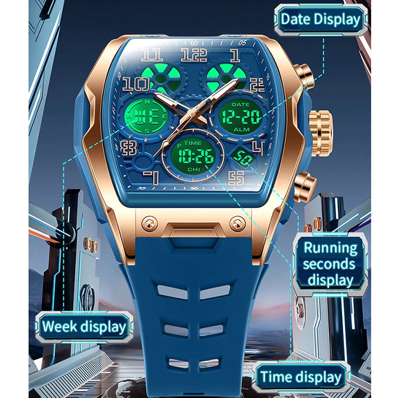 Men Dual Display Watches For Male Clock 2025 Top Brand Luxury Military Silicone Band Men Wrist Watches Sports Digital Wristwatch