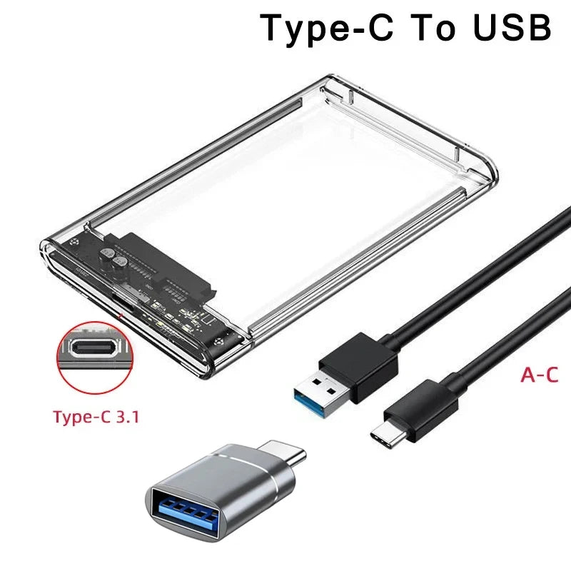 Harddisk Boxs USB 3.0/Type C to SATA III Hard Disk Case 2.5Inch HDD SSD External Enclosure Hard Drive Disk Box External HDD Case