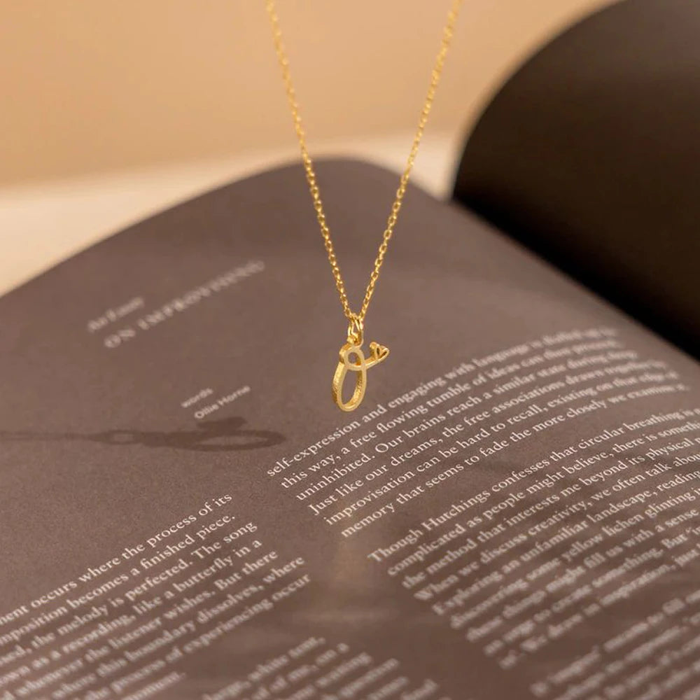 Initial Letter Necklace for Women 26 A-Z Alphabet Pendant Stainless Steel Personalized Heart Minimalist Anti Tarnish Jewelry