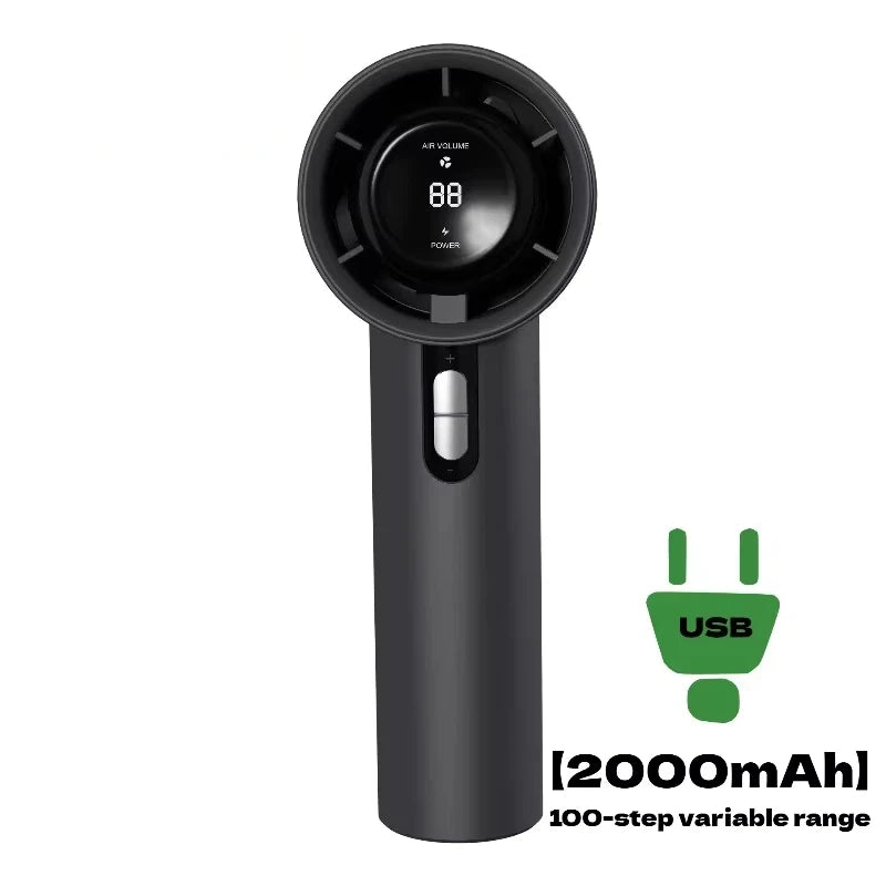 Lenovo Ultra Quiet 100 Speed Handheld Fan USB Rechargeable Portable Mini Turbo Fan for Office and Travel with LED Indicator