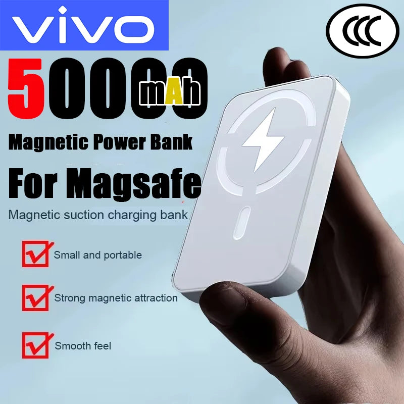 VIVO 500000mAh Magnetic Power Bank Wireless Durable Portable Fast Charger Large Capacity for Magsafe for iPhone 17/16/15/14